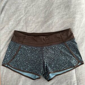 Blue floral lululemon shorts